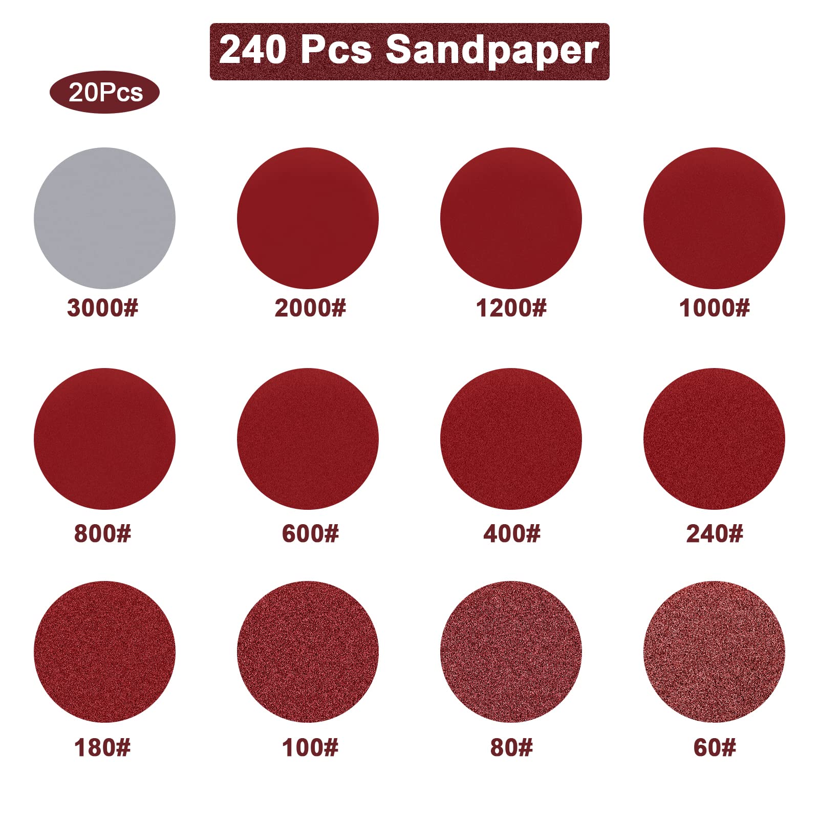 2 Inch Red Sandpaper Set 247 P - Polish Pad Set Buffer avaliação e preço
