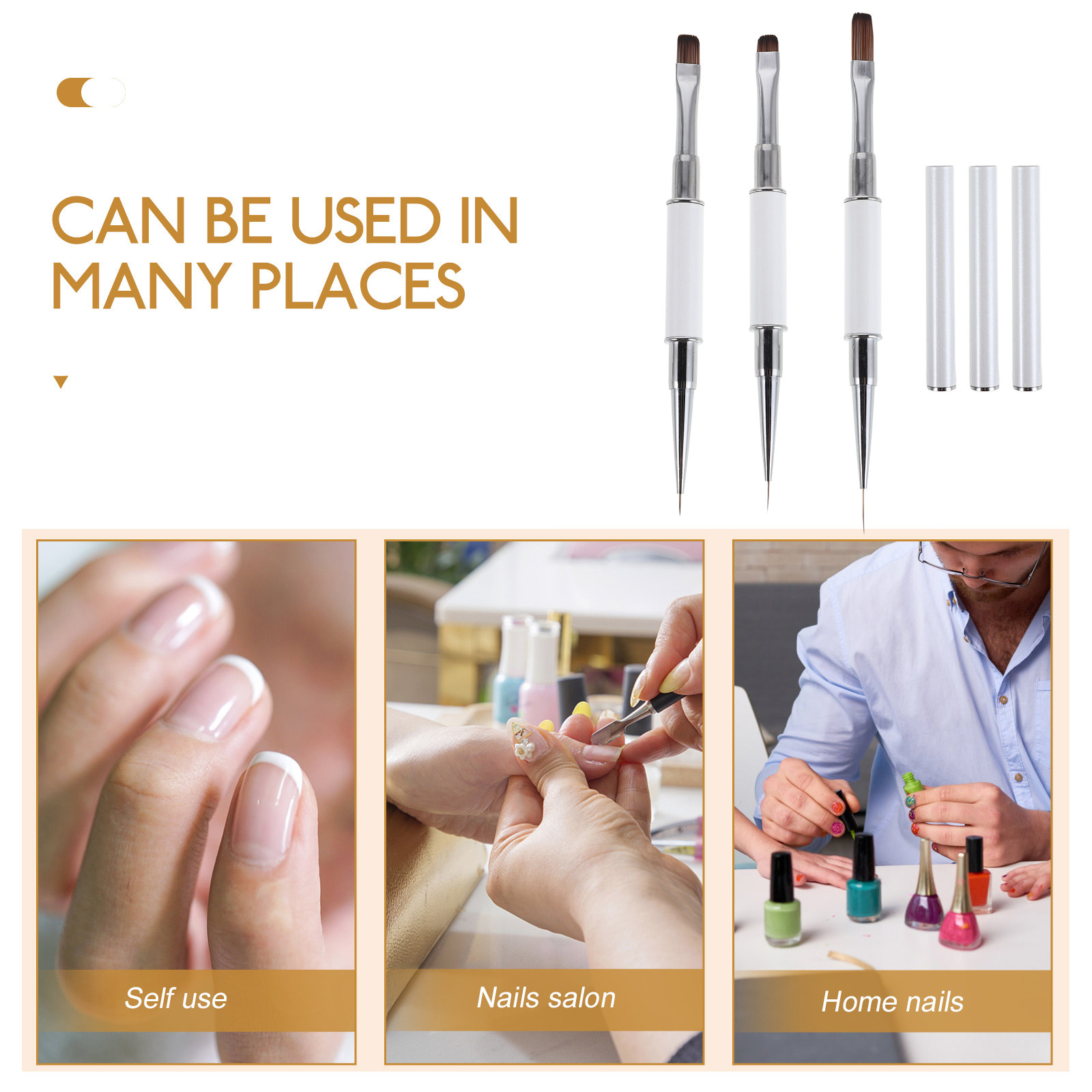 3Pcs Nail Art Brushes Set Dual - Detailing Brush Set avaliação e preço