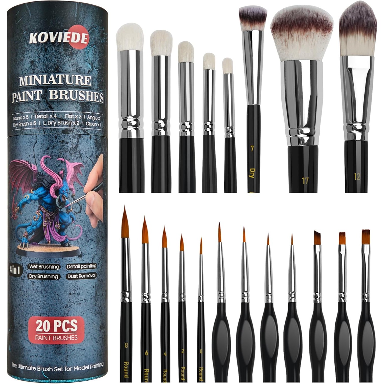 20Pcs Miniature Paint Brushes  - Detailing Brush Set avaliação e preço