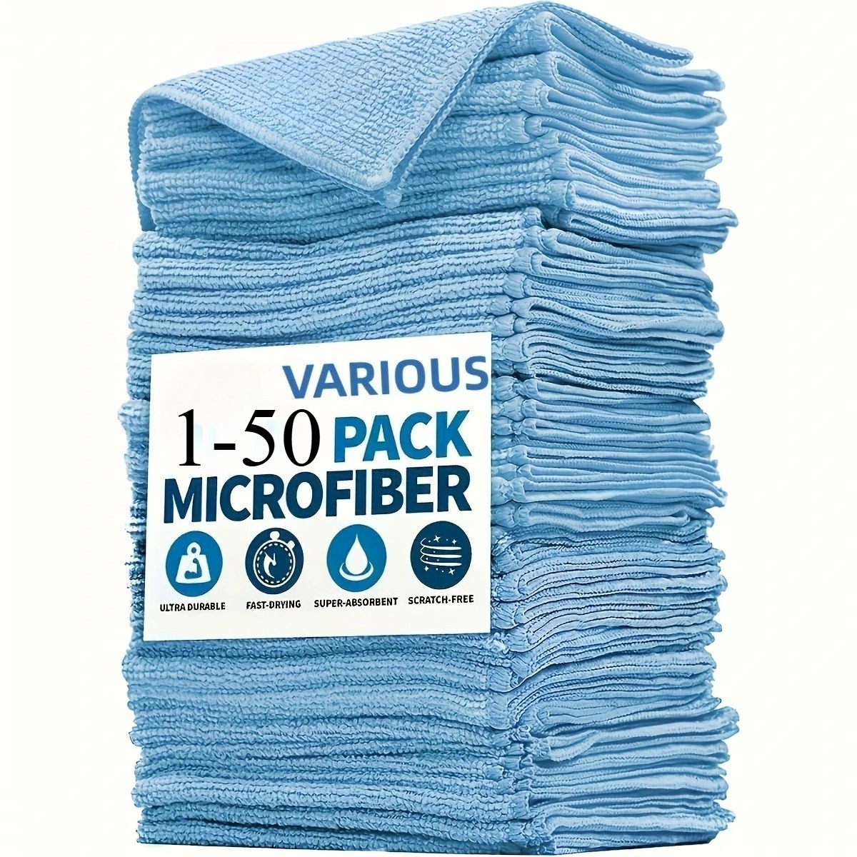 1-50pcs Light Blue Microfiber  - Microfiber Towel Detailing avaliação e preço