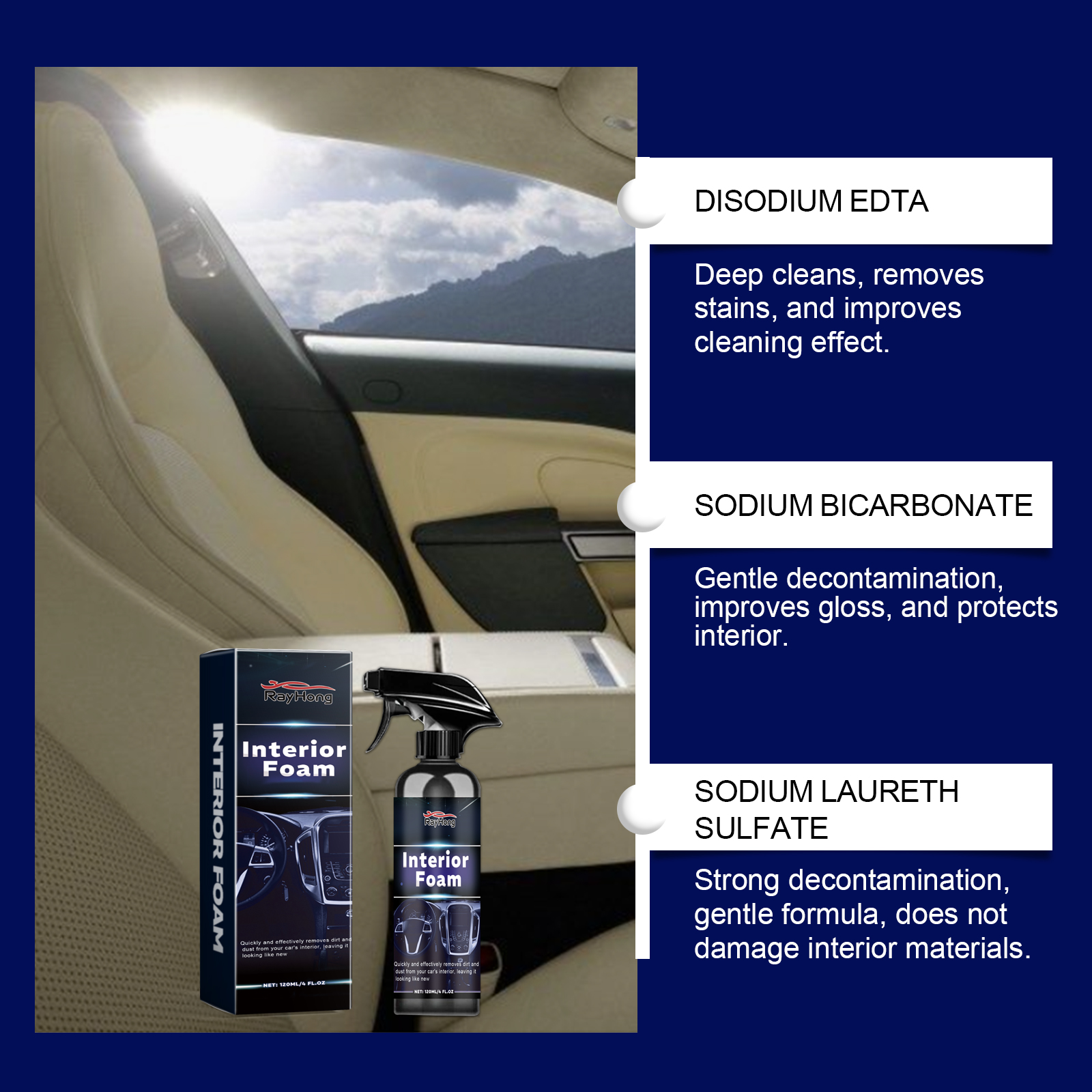 Multi-purpose Car Interior Foa - Seat Cleaner Fabric avaliação e preço
