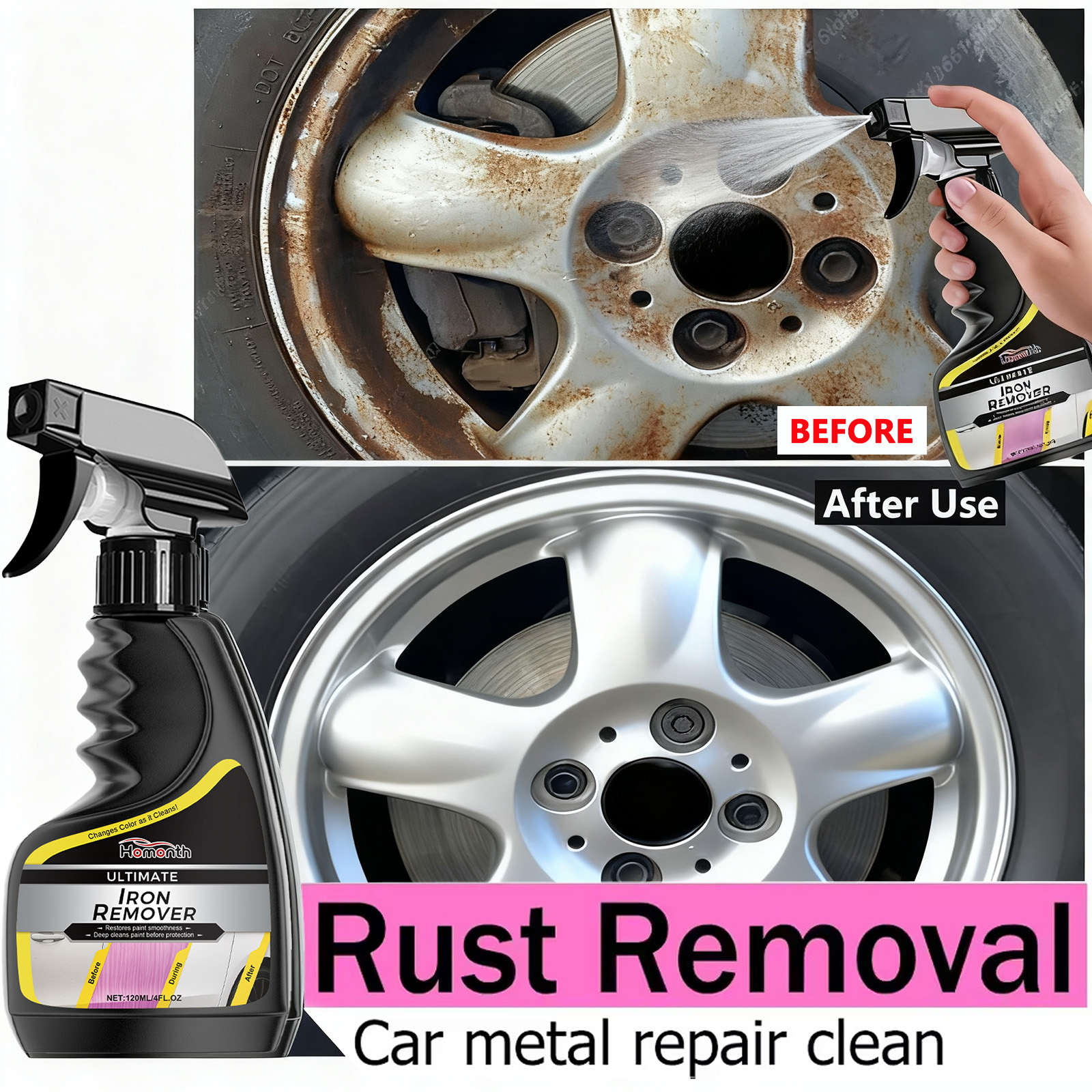 Car Wheel Cleaner Rust Remover - Wheel Cleaner Alloy avaliação e preço